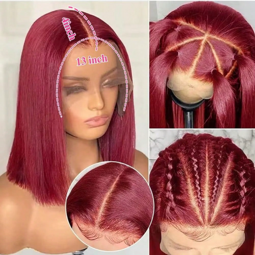 13*4 Lace Wigs  Burgundy For Black Woman 12 Inches