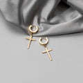 GOLD Earrings Cross 18 K Gold for Men and Women