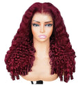 WEAR AND GO BURMESE CURLY BURGUNDY 250 % REAL HUMAN HAIR 5*5 14 INCHES PRE-CUT