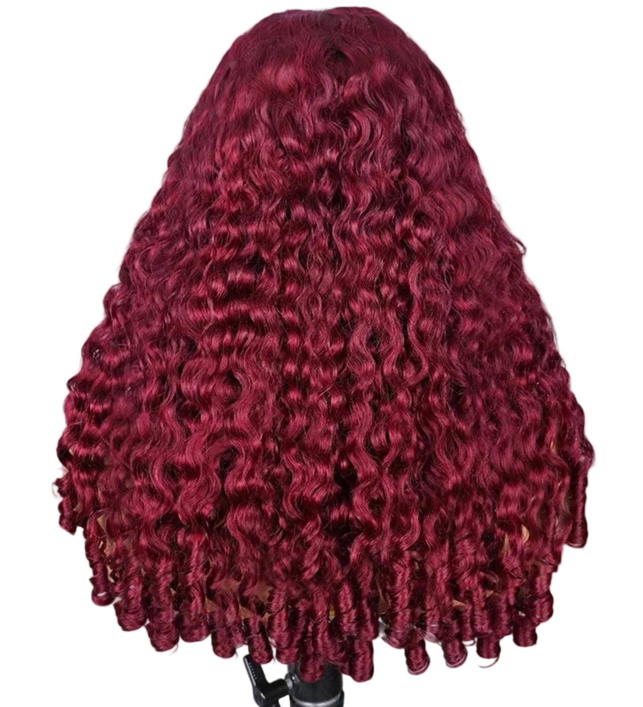 WEAR AND GO BURMESE CURLY BURGUNDY 250 % REAL HUMAN HAIR 5*5 14 INCHES PRE-CUT