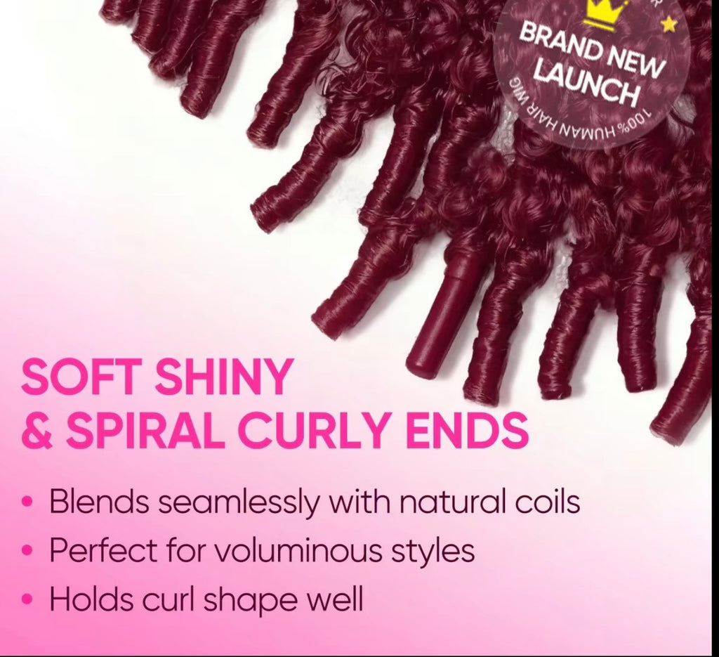 WEAR AND GO BURMESE CURLY BURGUNDY 250 % REAL HUMAN HAIR 5*5 14 INCHES PRE-CUT