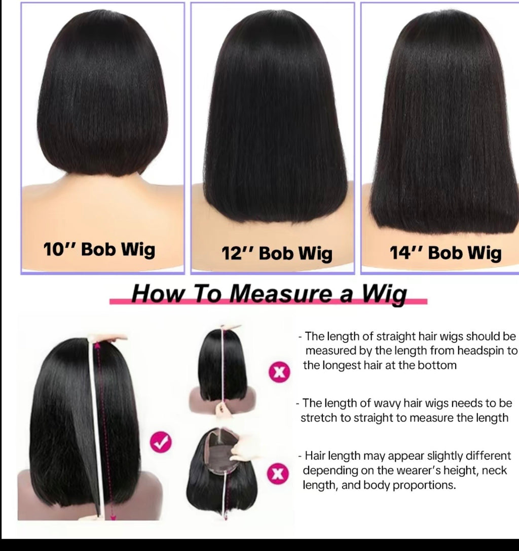 WEAR AND GO human hair bob 5*5 hair Pre cute pre cut  12 inches 250% density