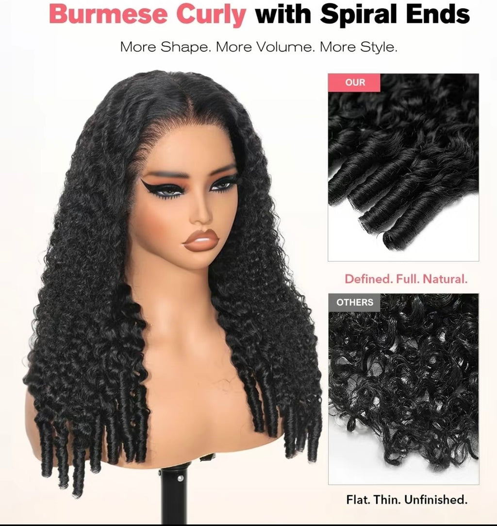 WEAR AND GO 250% DENSITY 14 INCHES HUMAN HAIR BURMESE CURLY PRE PLUCK PRE BLEACH PRE EVERYTHING