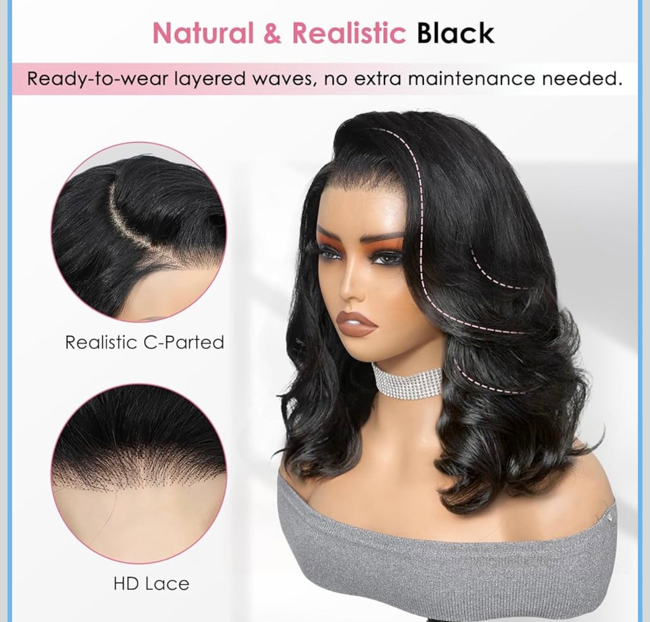 WEAR AND GO BODY WAVES 12 INCHES 250% DENSITY BOB 5*5 HD LACE WIGS %HUMAN HAIR