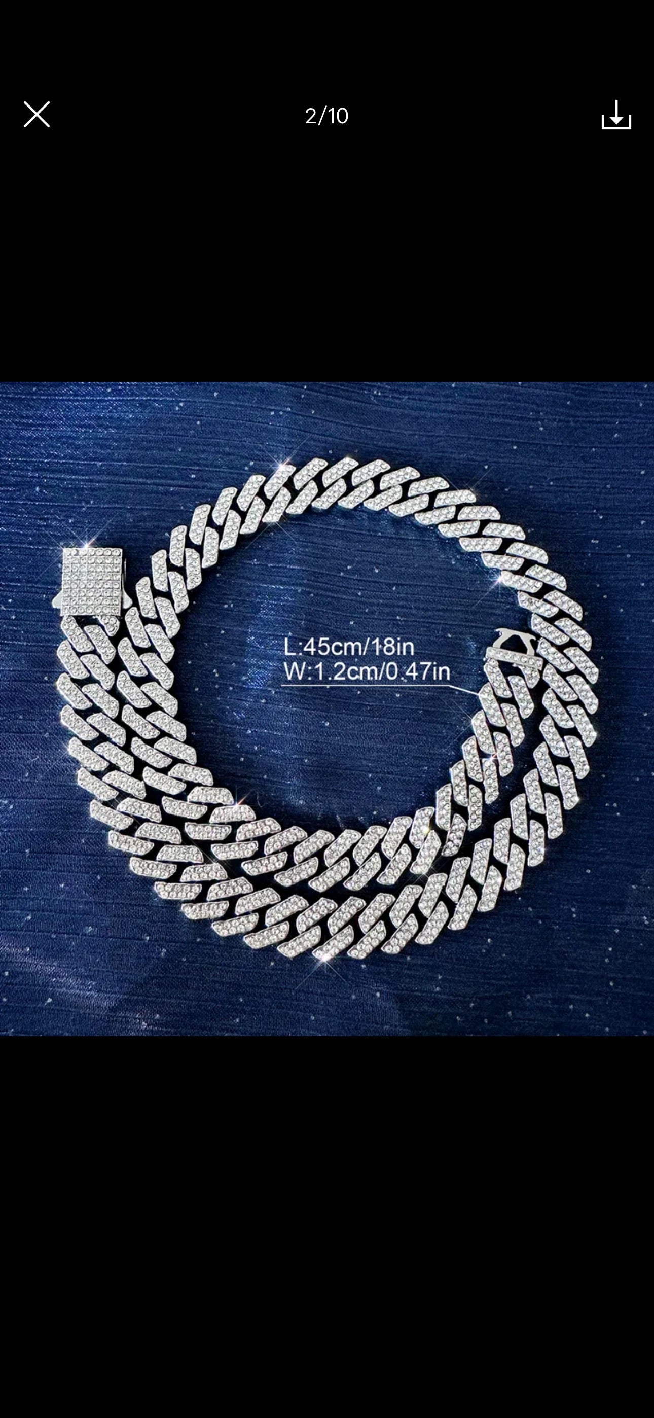 Necklace and Bracelet set for men Cuban style 18 inches 45 cm