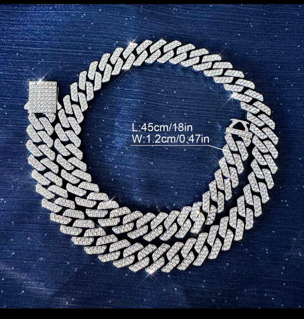 MEN HIP HOP EXAGGERATED BRACELET 8 INCHES AND NECKLACES 20 INCHES 50 cm SET 2 PIECES