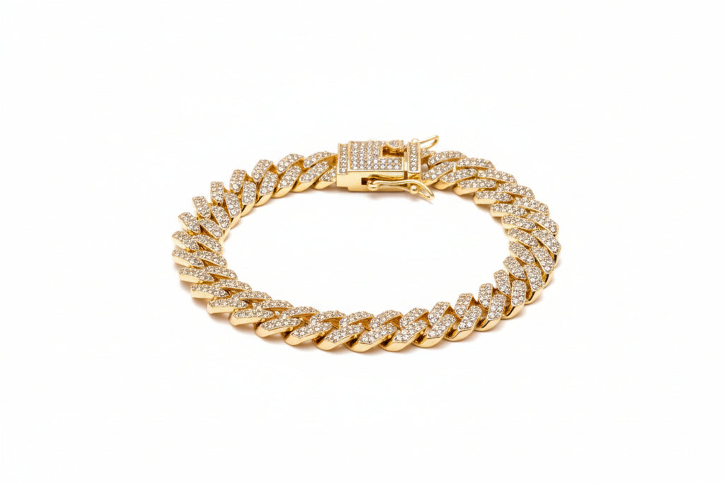 MEN HIP HOP EXAGGERATED BRACELET 8 INCHES AND NECKLACES 20 INCHES 50 cm SET 2 PIECES