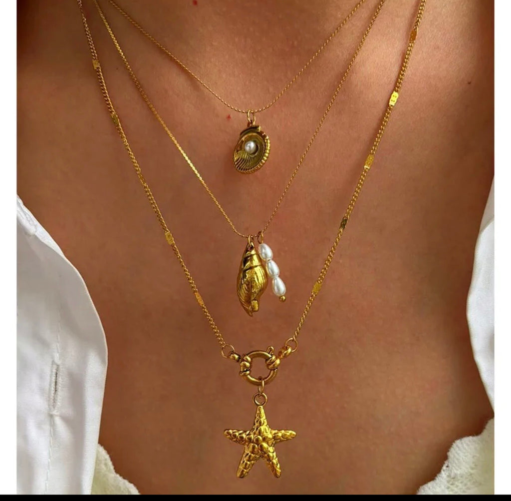 NECKLACES FOR WOMEN BEACH VACATION ACCESSORY 3 PIECES STAINLESS STEEL