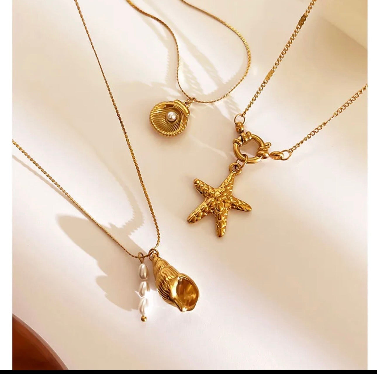 NECKLACES FOR WOMEN BEACH VACATION ACCESSORY 3 PIECES STAINLESS STEEL