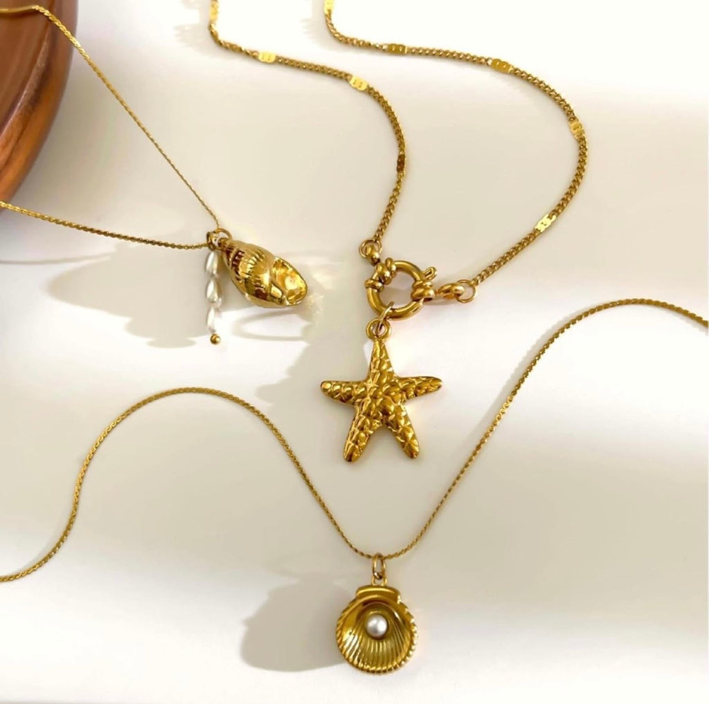 NECKLACES FOR WOMEN BEACH VACATION ACCESSORY 3 PIECES STAINLESS STEEL