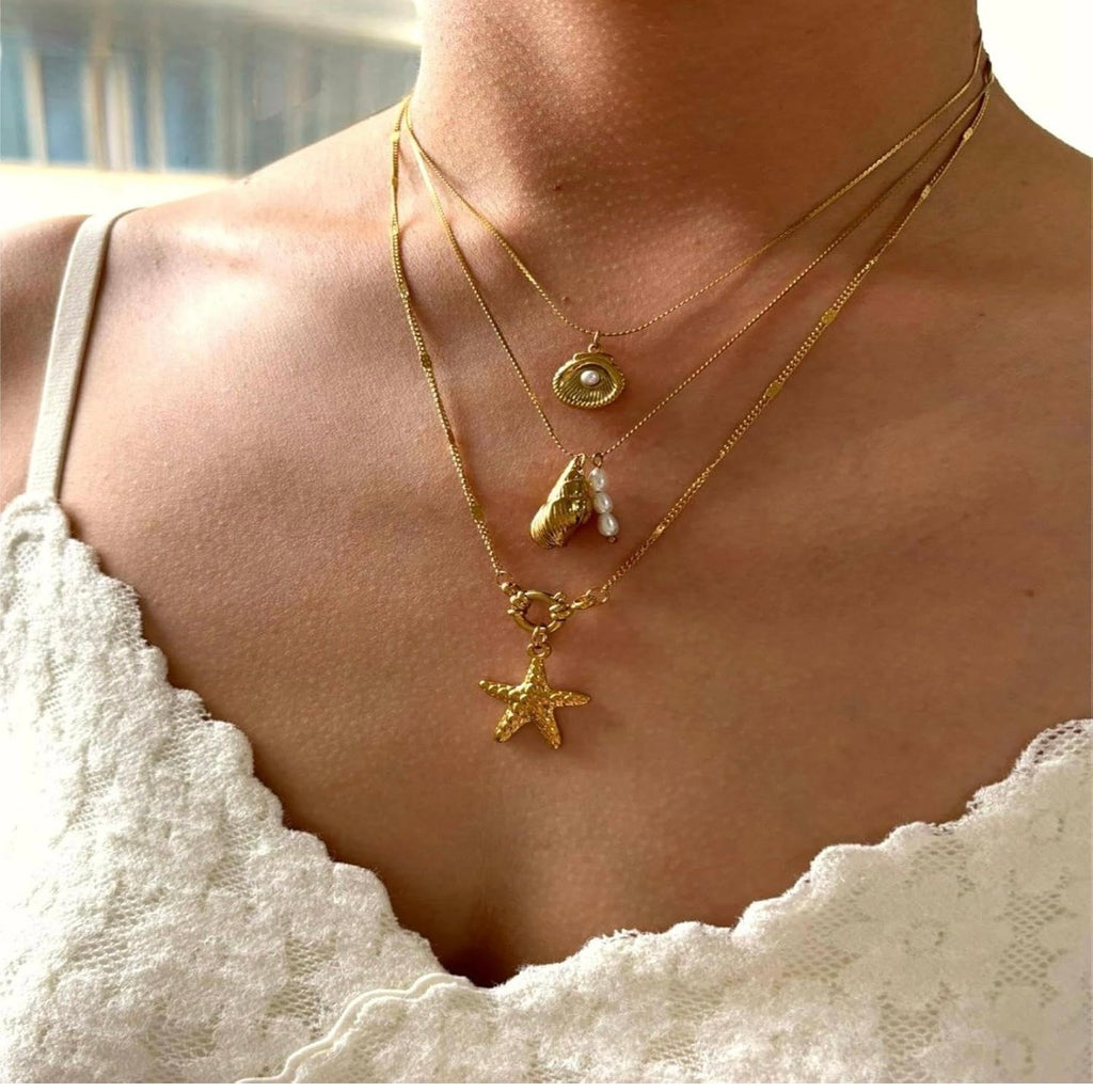 NECKLACES FOR WOMEN BEACH VACATION ACCESSORY 3 PIECES STAINLESS STEEL