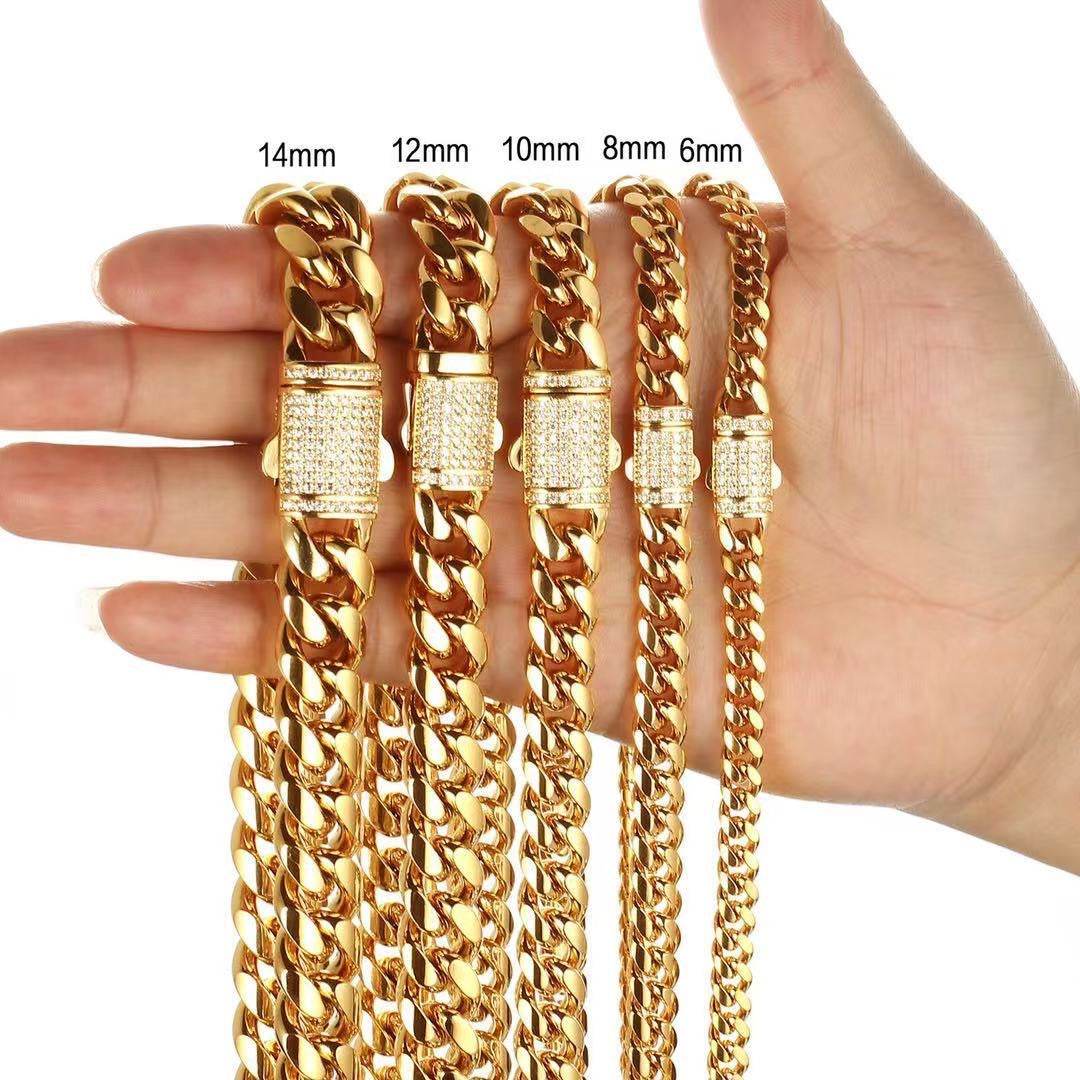 Cuban Link Chain Necklace Steel Hip Hop Jewelry for Women and MEN 8mm 20 Inches 51 cm
