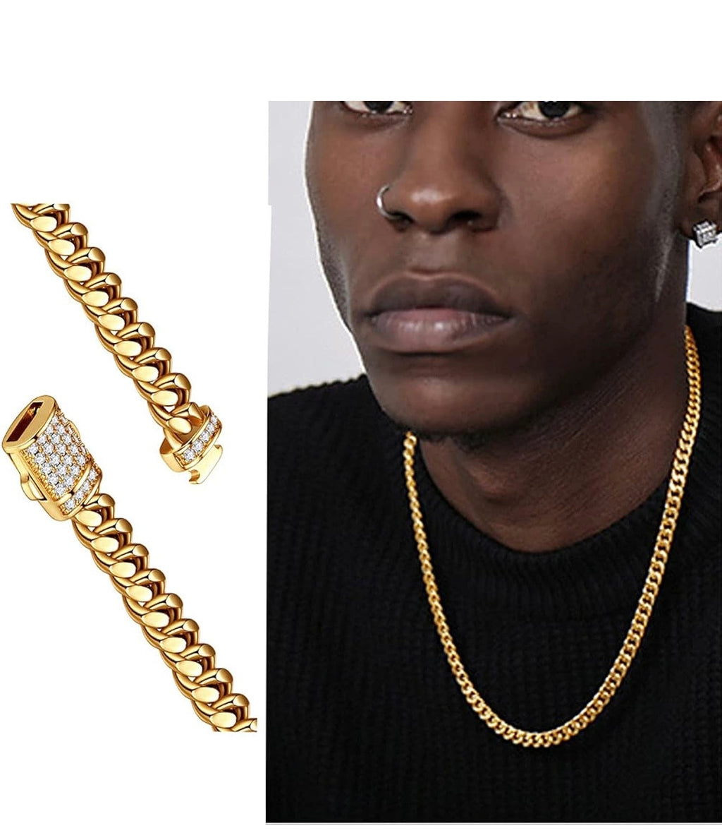 Cuban Link Chain Necklace Steel Hip Hop Jewelry for Women and MEN 8mm 20 Inches 51 cm