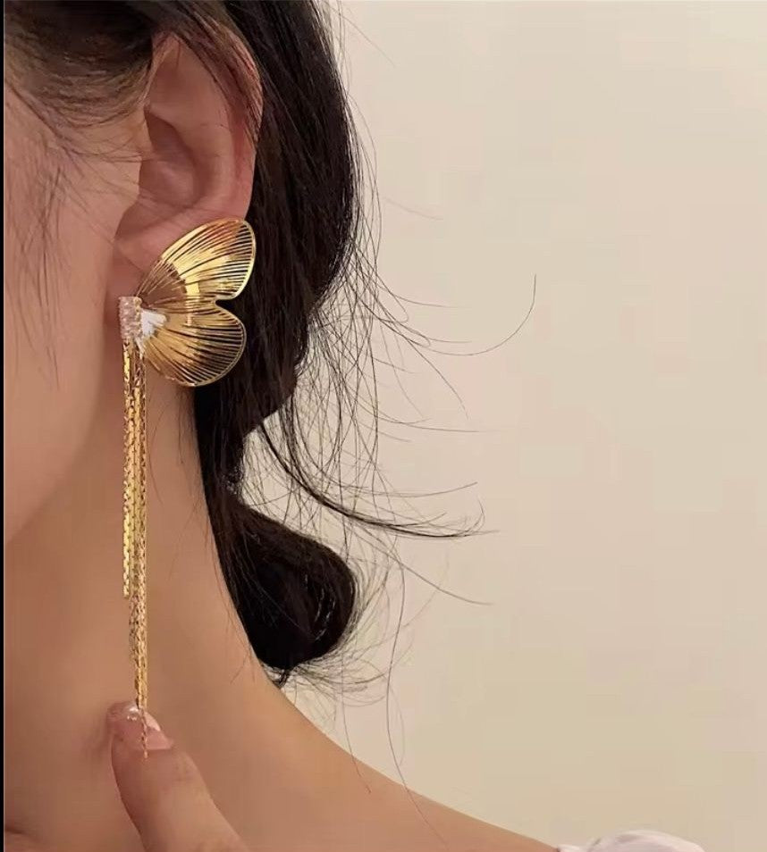 Silver butterfly earrings for women