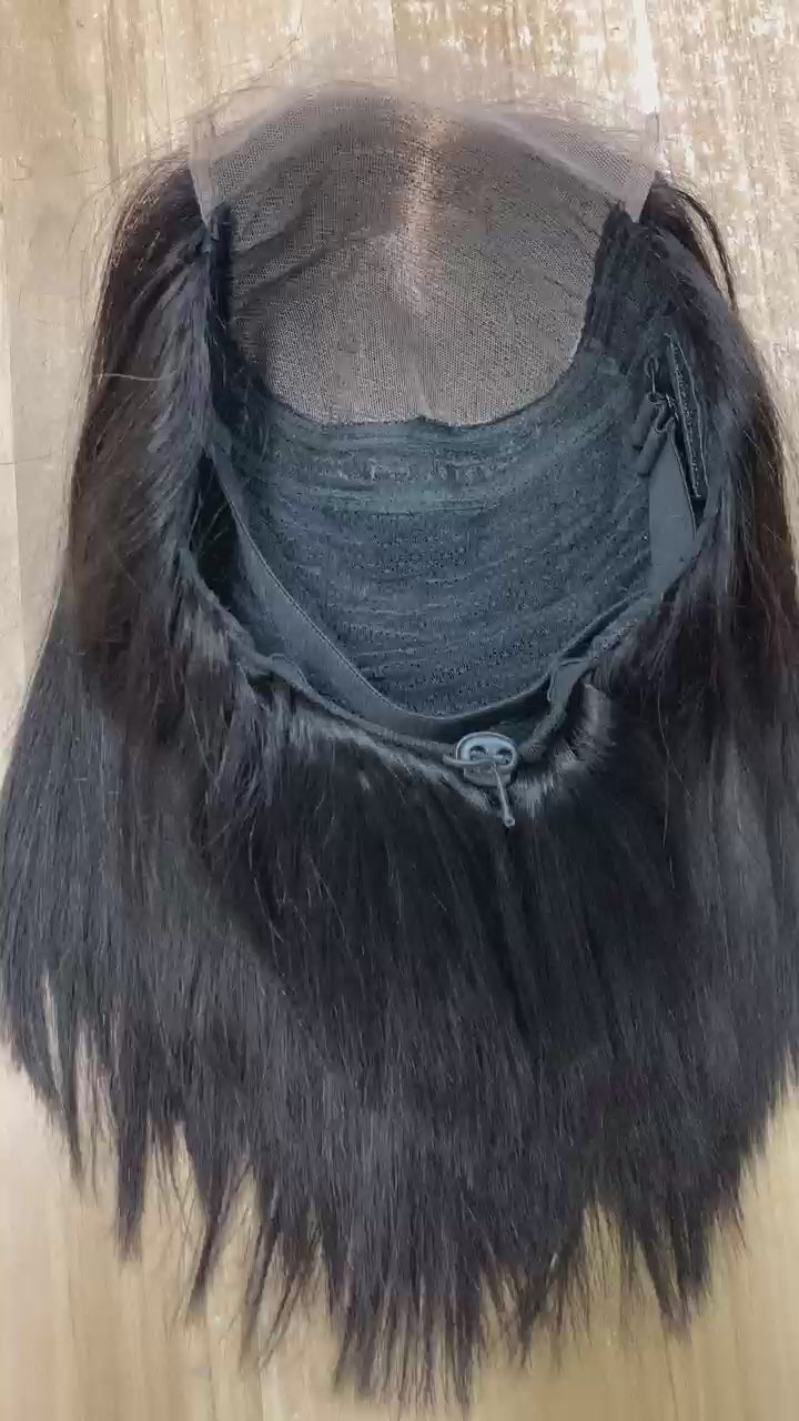 WEAR AND GO BURMESE CURLY BURGUNDY 250 % REAL HUMAN HAIR 5*5 14 INCHES PRE-CUT